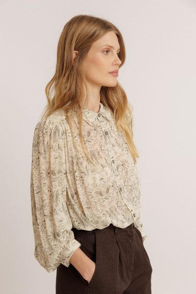 Indi & Cold Clay Green Print Blouse